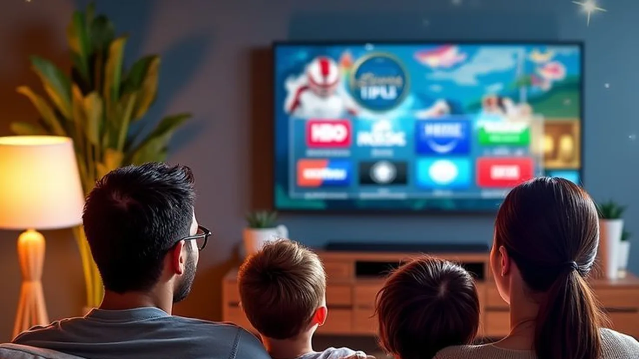 Famille Quebec regardant IPTV sur Smart TV abonnement premium