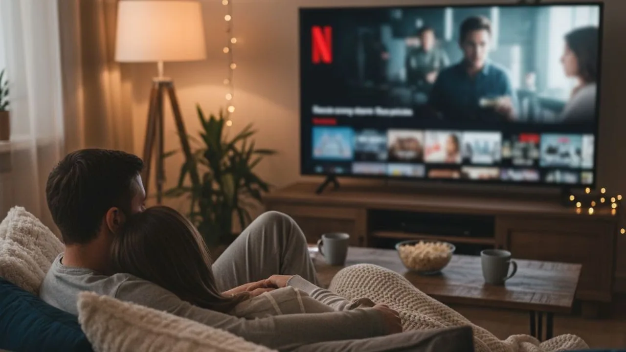 Couple regardant IPTV Canada films et séries HD soirée